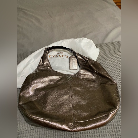 EUC Coach Shimmering gunmetal Hobo Bag - Picture 1 of 11